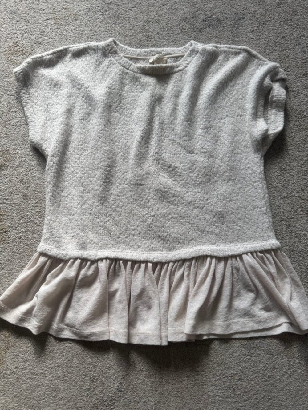 Pilcro Anthropologie Ivory Textured Peplum Ruffle Top XS